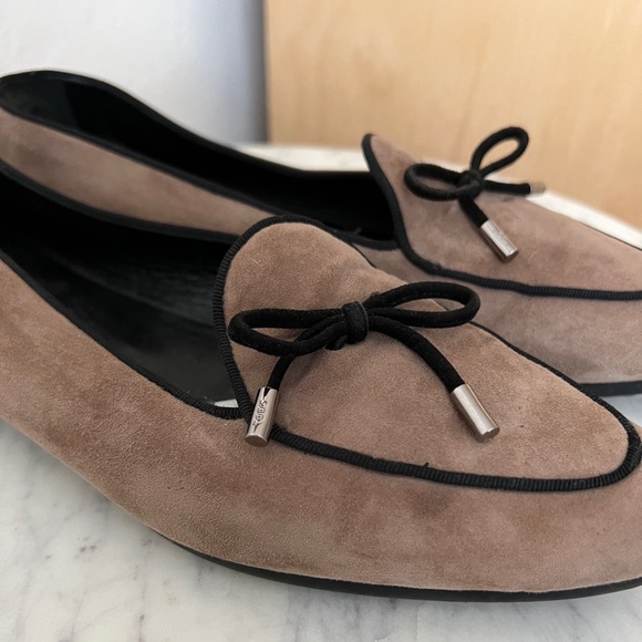 TOD'S loafers ballet flats tan black suede bow women's shoe EU 38-1/2 US 8-1/2 - Picture 3 of 16